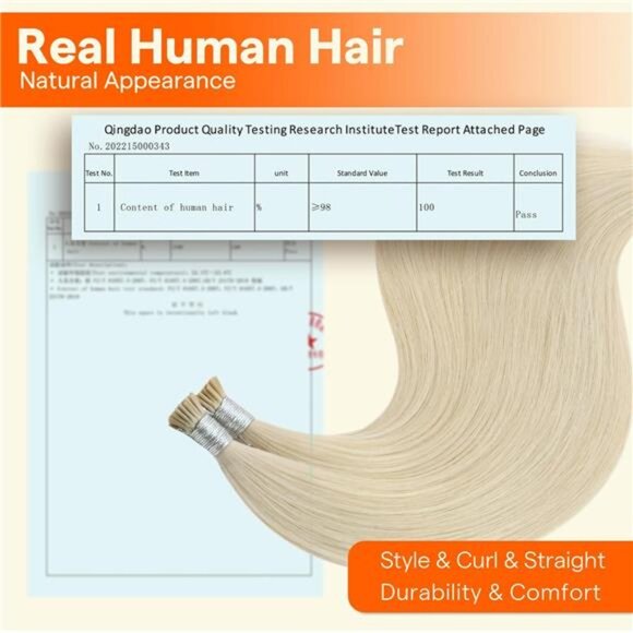 Full Shine Blonde I Tip Hair Extensions Human Hair 16 Inch Keratin Itip Human main image 5